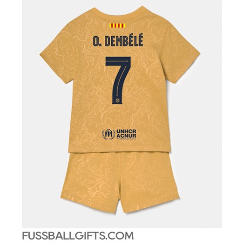Barcelona Ousmane Dembele #7 Fußballbekleidung Auswärtstrikot Kinder 2022-23 Kurzarm (+ kurze hosen)